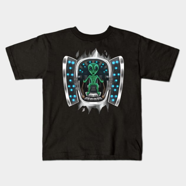 Alien Inside Costume Alien Takes Over Control Halloween Kids T-Shirt by SinBle